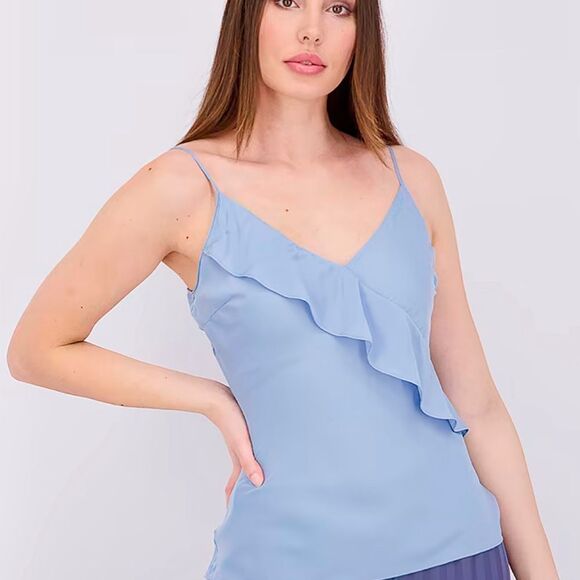 Naked Zebra Heartbeeps periwinkle blue ruffle cross back cami tank size large - Picture 1 of 6